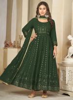 Georgette Green Traditional Wear Embroidery Work Anarkali Suit